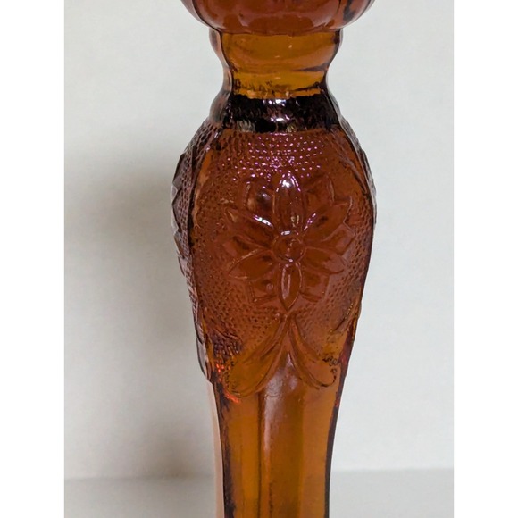 Vintage Indiana Glass Tiara Daisy Amber Candlesticks (2)  Mint Condition - Picture 7 of 10